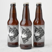 Lone Black Tribal Wolf Bier Etiket (Flessen)