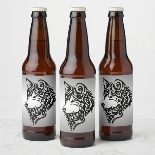 Lone Black Tribal Wolf Bier Etiket (Flessen)
