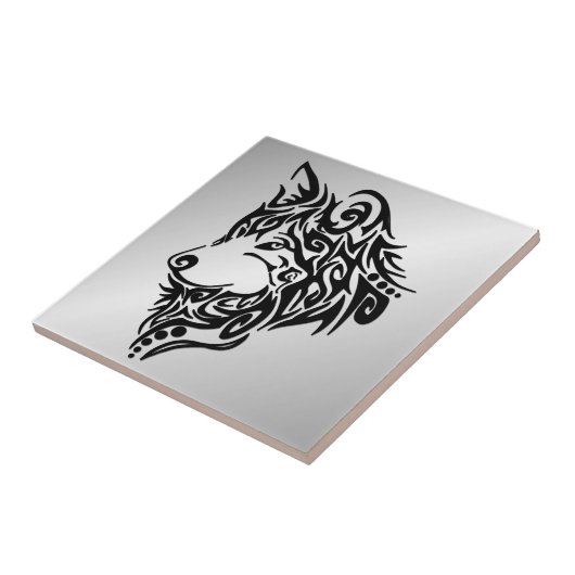 Lone Black Tribal Wolf Tegeltje (Zijkant)