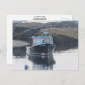"Lone Boat in Fog" Briefkaart (Voorkant / Achterkant)