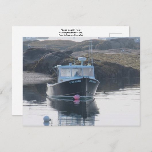 "Lone Boat in Fog" Briefkaart (Voorkant / Achterkant)