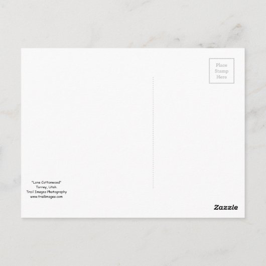 "Lone Cottonwood" Briefkaart (Achterkant)