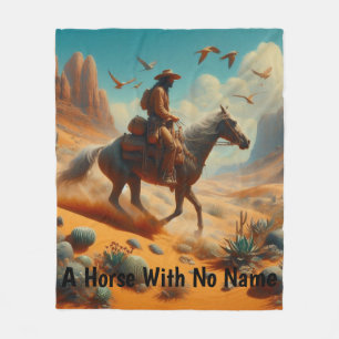 Lone Cowboy in Desert Canyon - Surrealistische Wes Fleece Deken