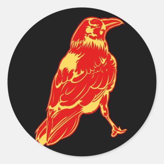 Lone Crow Illustratie Ronde Sticker (Voorkant)