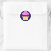 Lone Cupcake Paarse Fun Cartoon Art Ronde Sticker (Tas)