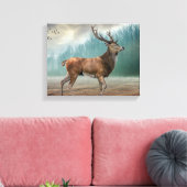 Lone Deer in Misty Forest Canvas Afdruk (Insitu (Woonkamer))