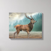 Lone Deer in Misty Forest Canvas Afdruk (Voorkant)