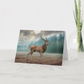 Lone Deer in Misty Forest Folded Wenskaart Kaart (Voorkant)