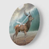 Lone Deer in Misty Forest Grote Klok (Hoek)