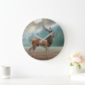 Lone Deer in Misty Forest Grote Klok (Huis)