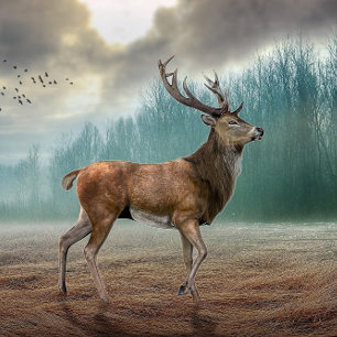 Lone Deer in Misty Forest Legpuzzel
