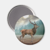 Lone Deer in Misty Forest Magneet (Voorkant / Achterkant)