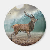 Lone Deer in Misty Forest Magneet (Voorkant)