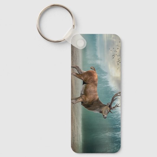 Lone Deer in Misty Forest Sleutelhanger (Voorkant)