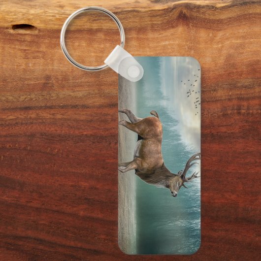 Lone Deer in Misty Forest Sleutelhanger (Voorkant)