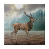 Lone Deer in Misty Forest Tegeltje (Voorkant)