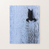 Lone Duck Silhouette Wildlife Water Ripples Foto Legpuzzel (Verticaal)