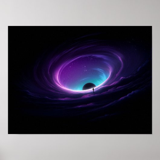 Lone Figure at Edge of Purple Cosmic Vortex Poster (Voorkant)
