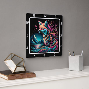 Lone Fox in de hooglanden Vierkante Klok