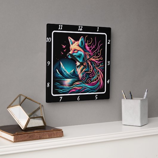 Lone Fox in de hooglanden Vierkante Klok (Kantoor)