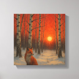 Lone Fox in winter Canvas Afdruk