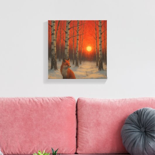 Lone Fox in winter  Canvas Afdruk (Insitu (Woonkamer))