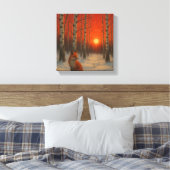 Lone Fox in winter  Canvas Afdruk (Insitu (Slaapkamer))