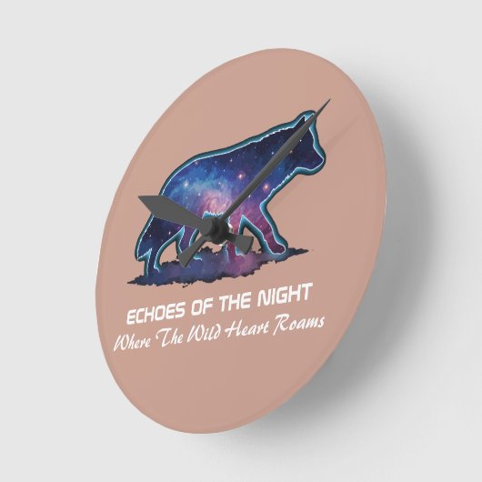 Lone Galaxy Wolf Silhouette - Echoes (NO NUMBERS) Ronde Klok (Hoek)