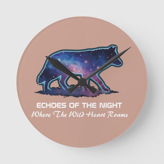 Lone Galaxy Wolf Silhouette - Echoes (NO NUMBERS) Ronde Klok (Voorkant)