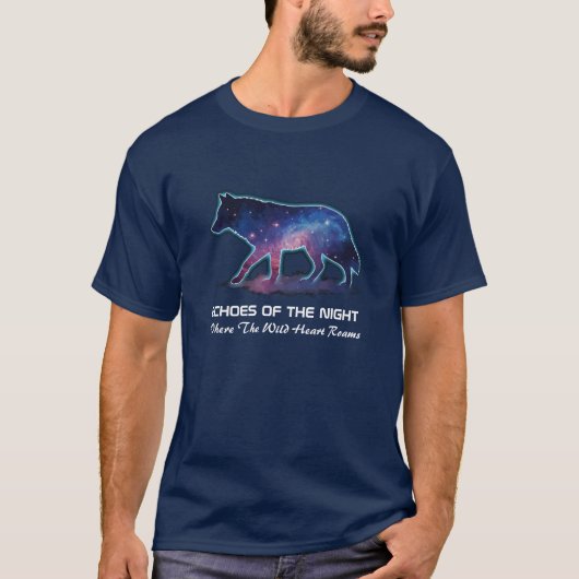 Lone Galaxy Wolf Silhouette (Echoes of the night) T-shirt (Voorkant)