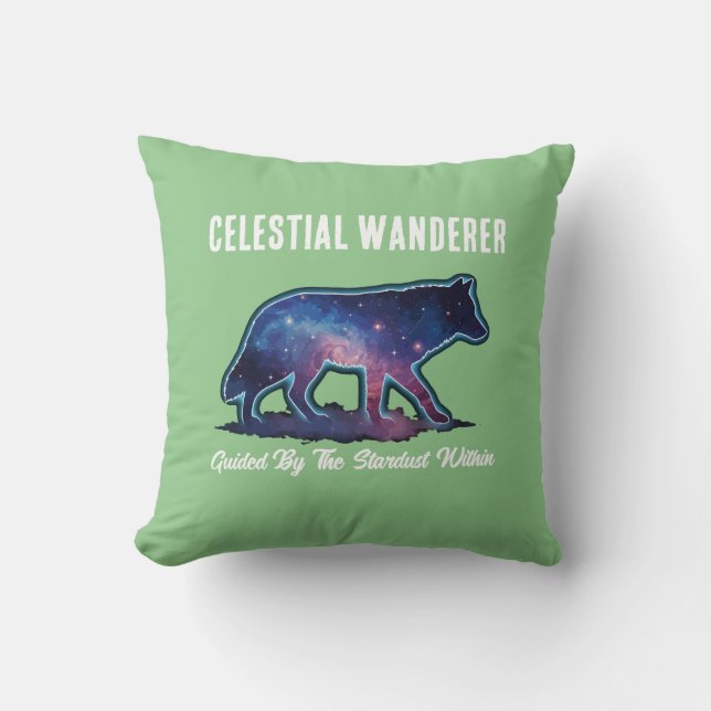 Lone Galaxy Wolf Silhouette Kussen (Voorkant)