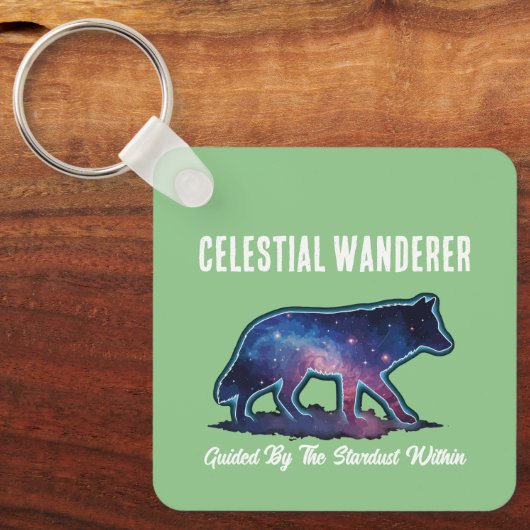 Lone Galaxy Wolf Silhouette Sleutelhanger (Voorkant)