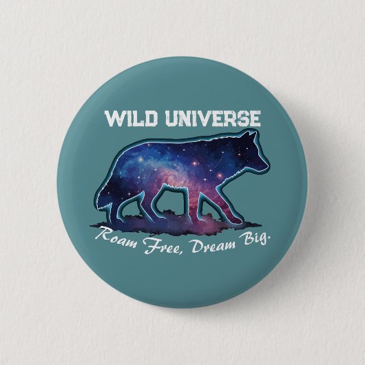 Lone Galaxy Wolf Silhouette (wild universe) Ronde Button 5,7 Cm (Voorkant)