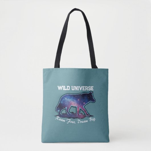 Lone Galaxy Wolf Silhouette (wild universe) Tote Bag (Voorkant)