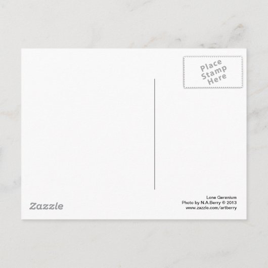 Lone Geranium Briefkaart (Achterkant)