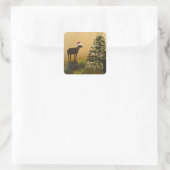 Lone Goat Bewondert bij Kerstboom Vierkante Sticker (Tas)