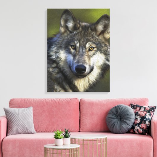 Lone Grey Wolf Canvas Afdruk (Insitu (Woonkamer))