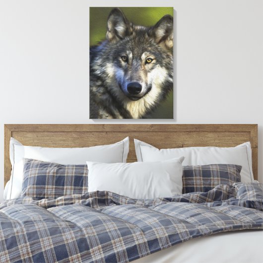 Lone Grey Wolf Canvas Afdruk (Insitu (Slaapkamer))