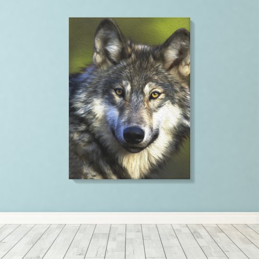 Lone Grey Wolf Canvas Afdruk (Insitu (Houten vloer))