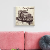 "Lone Hauler – Bold Charcoal Bobtail Truck Art Pro Canvas Afdruk (Insitu (Woonkamer))