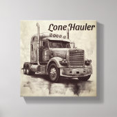 "Lone Hauler – Bold Charcoal Bobtail Truck Art Pro Canvas Afdruk (Voorkant)