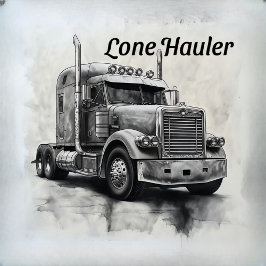 "Lone Hauler – Bold Charcoal Bobtail Truck Art Pro Fotoblokken