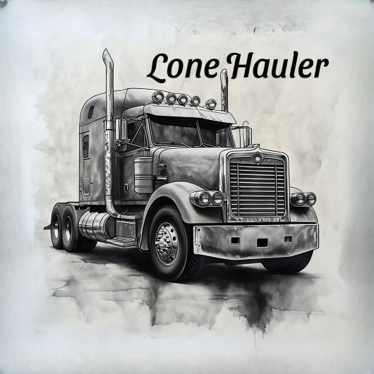 "Lone Hauler – Bold Charcoal Bobtail Truck Art Pro Fotoblokken