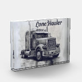 "Lone Hauler – Bold Charcoal Bobtail Truck Art Pro Fotoblokken (Links)