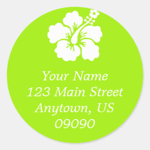 Lone Hibiscus Flower Address Label (Limoen)