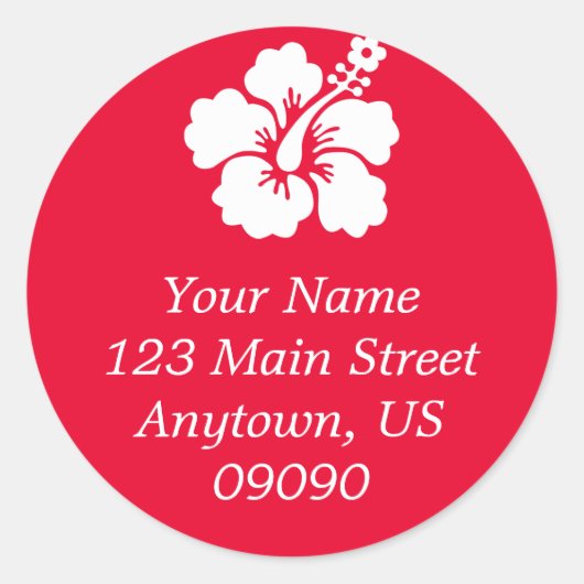 Lone Hibiscus Flower Address Label (rood) (Voorkant)