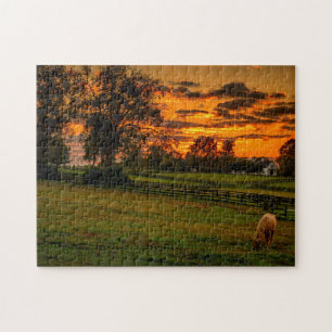 Lone Horse bij zonsondergang Legpuzzel