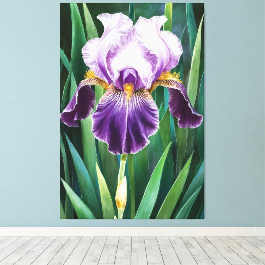 *~* Lone Iris Bloem Artsy Iris Schilderen AP84 Canvas Afdruk (Insitu (Houten vloer))