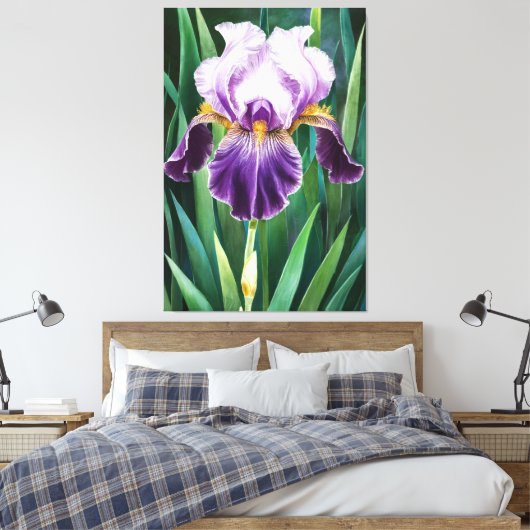 *~* Lone Iris Bloem Artsy Iris Schilderen AP84 Canvas Afdruk (Insitu (Slaapkamer))