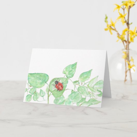 Lone Ladybug wenskaart Kaart (Gele Bloem)